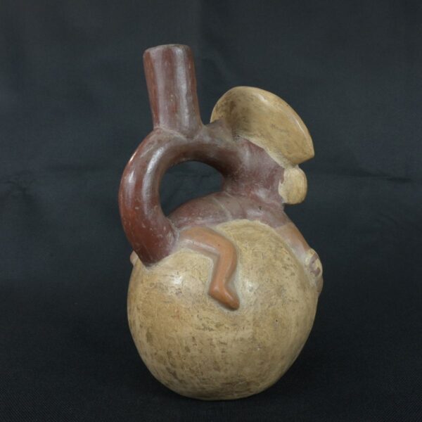 Pre Columbian Moche Ceramic Bottle Ritual Artifact Peru Collectible - Imagen 5