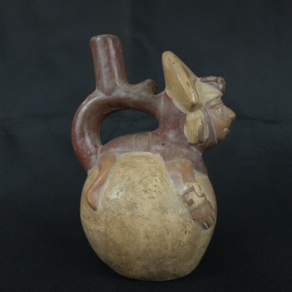 Pre Columbian Moche Ceramic Bottle Ritual Artifact Peru Collectible - Imagen 6
