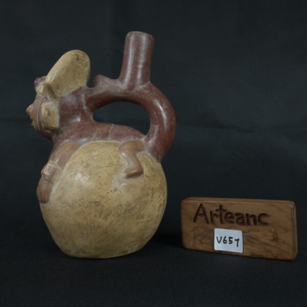 Pre Columbian Moche Ceramic Bottle Ritual Artifact Peru Collectible - Imagen 24