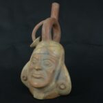 Pre Columbian Moche Ceramic Bottle Ritual Artifact Peru Collectible