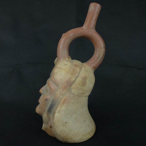 Pre Columbian Moche Ceramic Bottle Ritual Artifact Peru Collectible - Imagen 2