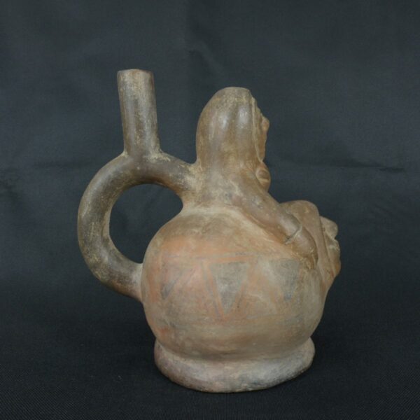 Pre Columbian Moche Ceramic Bottle Ritual Artifact Peru Collectible - Imagen 6