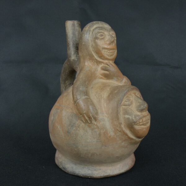 Pre Columbian Moche Ceramic Bottle Ritual Artifact Peru Collectible - Imagen 7