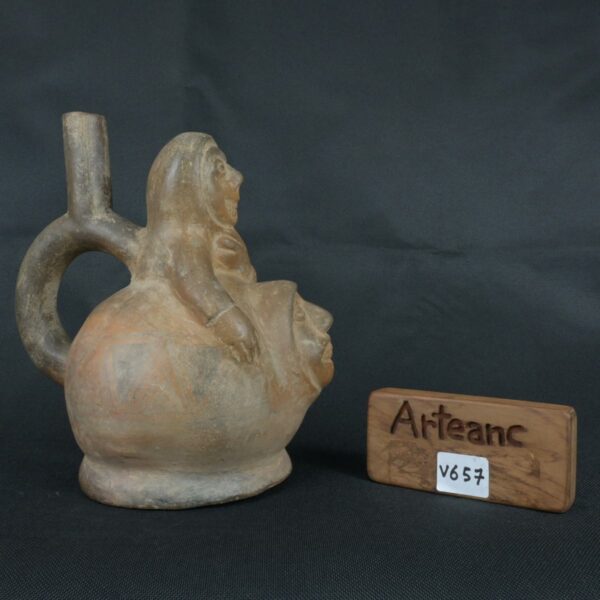 Pre Columbian Moche Ceramic Bottle Ritual Artifact Peru Collectible - Imagen 18