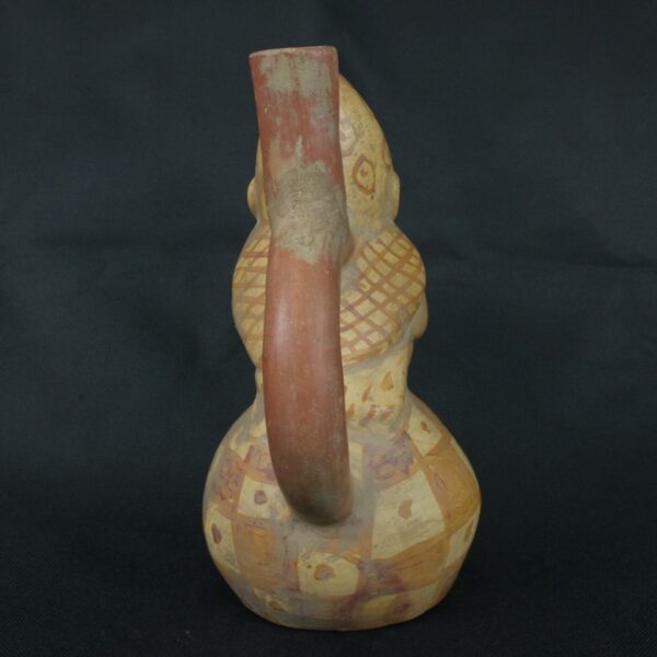 Pre Columbian Moche Ceramic Bottle Warrior Ritual Artifact Peru - Imagen 4