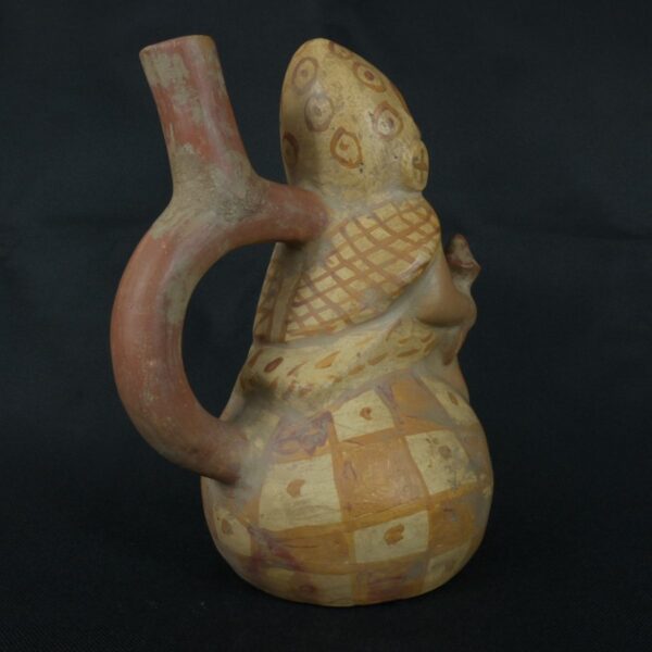 Pre Columbian Moche Ceramic Bottle Warrior Ritual Artifact Peru - Imagen 5