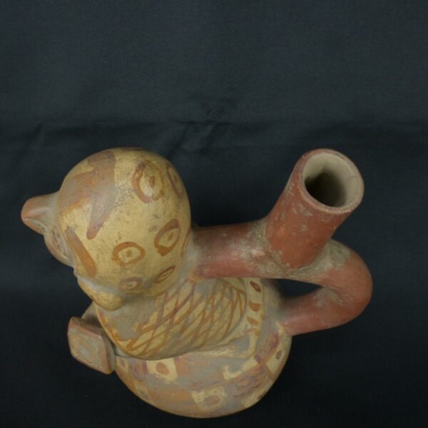 Pre Columbian Moche Ceramic Bottle Warrior Ritual Artifact Peru - Imagen 9