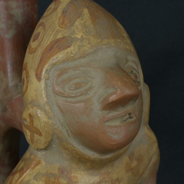 Pre Columbian Moche Ceramic Bottle Warrior Ritual Artifact Peru - Imagen 17