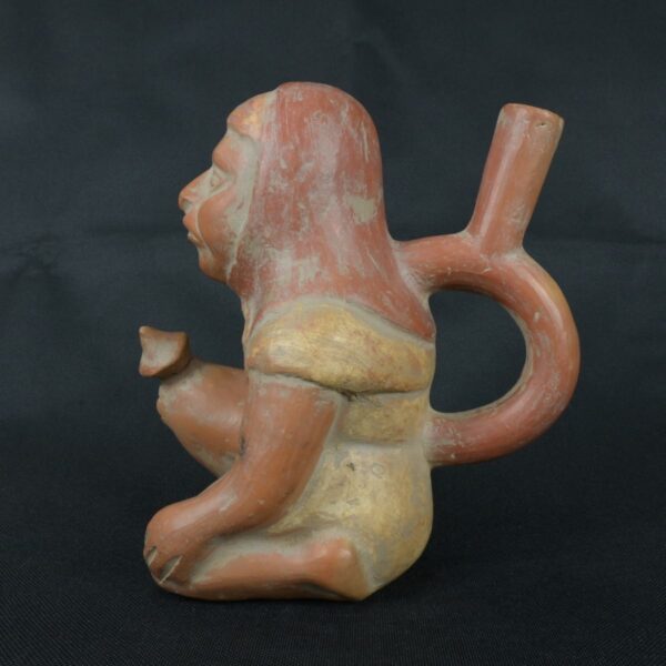 Pre Columbian Moche Ceramic Warrior Vessel Ritual Artifact Peru - Imagen 2
