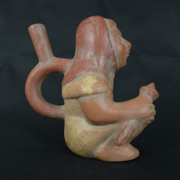 Pre Columbian Moche Ceramic Warrior Vessel Ritual Artifact Peru - Imagen 6