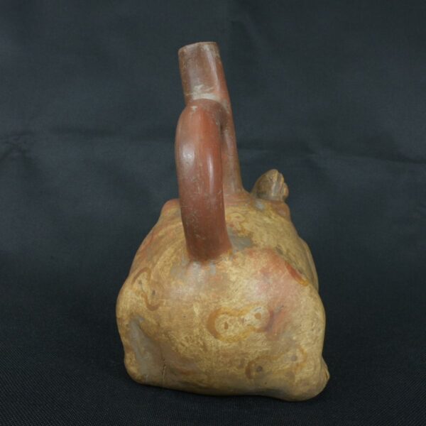 Pre Columbian Moche Ceramic Frog Bottle Ancient Andean Artifact Peru - Imagen 3