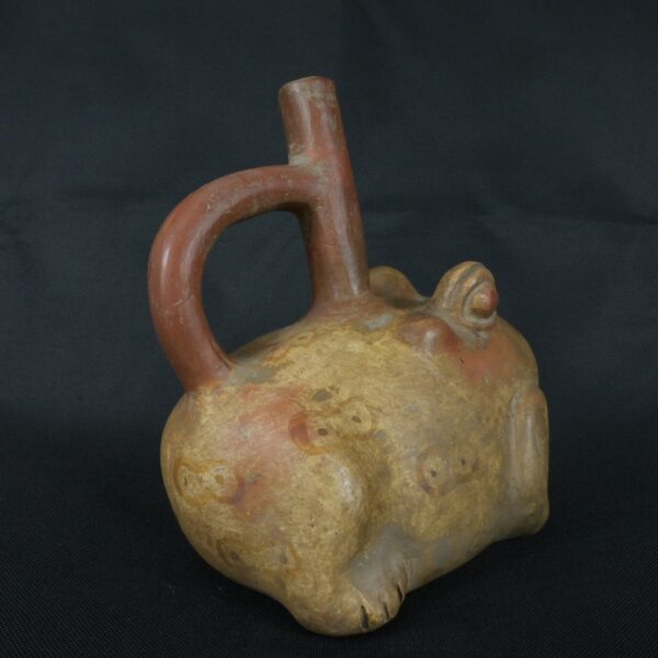 Pre Columbian Moche Ceramic Frog Bottle Ancient Andean Artifact Peru - Imagen 4