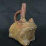 Pre Columbian Moche Ceramic Frog Bottle Ancient Andean Artifact Peru