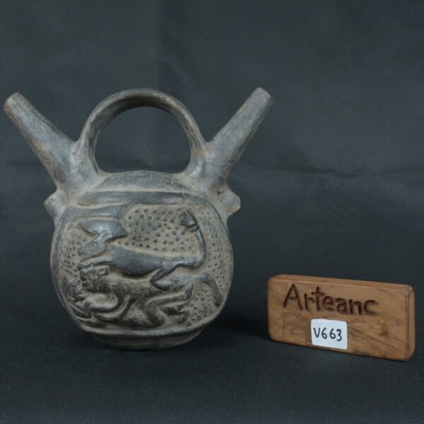 Pre Columbian Chimú Ceramic Ritual Bottle Ancient Artifact Peru - Imagen 20