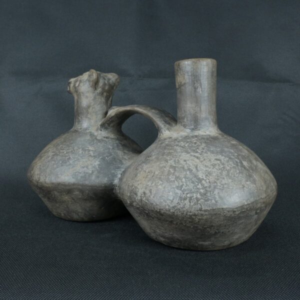 Pre Columbian Chimú Ceramic Dual Vessel Sacred Artifact Peru - Imagen 2