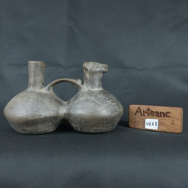 Pre Columbian Chimú Ceramic Dual Vessel Sacred Artifact Peru - Imagen 20