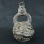 Pre Columbian Moche Ceramic Bottle Ritual Artifact Ancient Peru