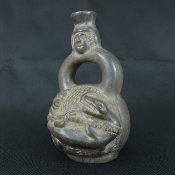 Pre Columbian Moche Ceramic Bottle Ritual Artifact Ancient Peru - Imagen 2