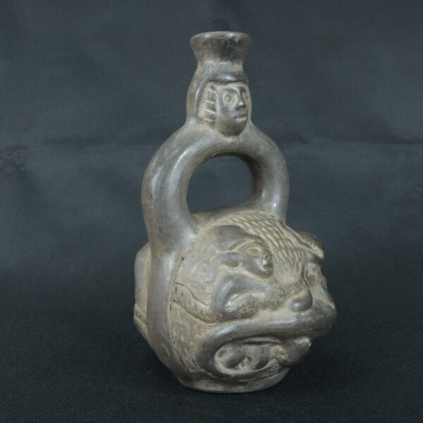 Pre Columbian Moche Ceramic Bottle Ritual Artifact Ancient Peru - Imagen 8
