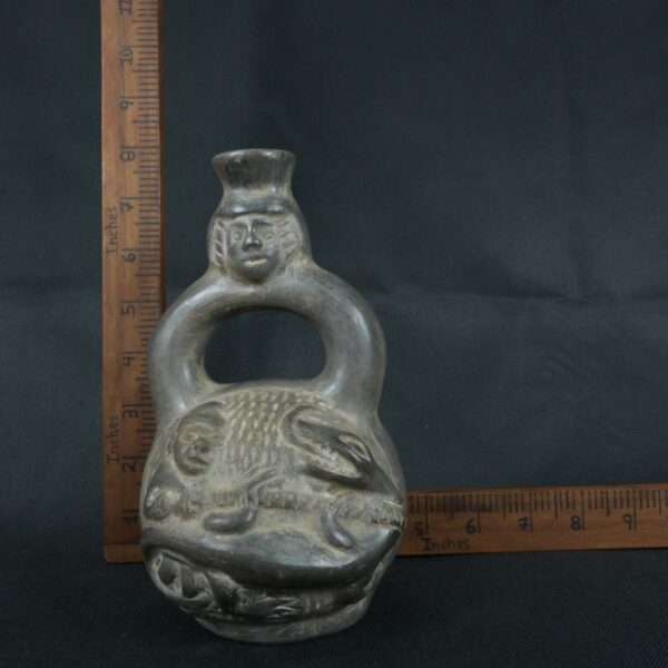 Pre Columbian Moche Ceramic Bottle Ritual Artifact Ancient Peru - Imagen 18