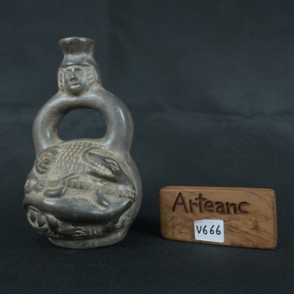 Pre Columbian Moche Ceramic Bottle Ritual Artifact Ancient Peru - Imagen 19