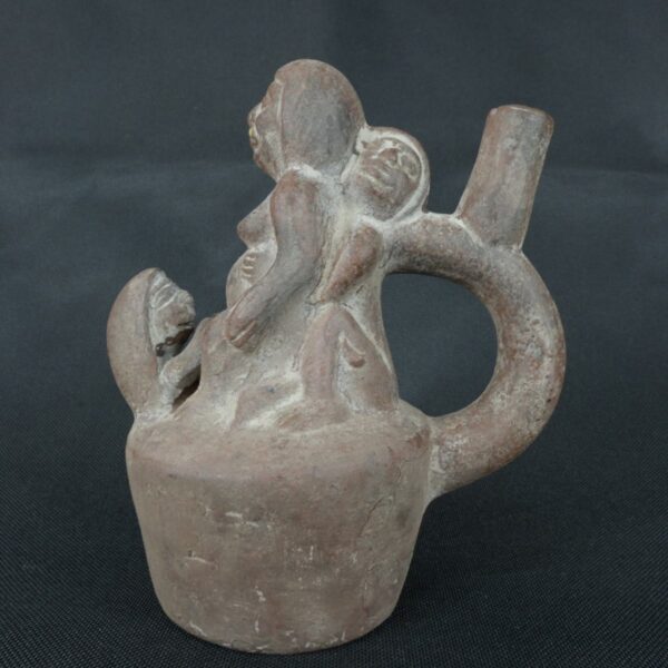Pre Columbian Moche Pottery Vessel Ancient Ceremonial Artifact - Imagen 2