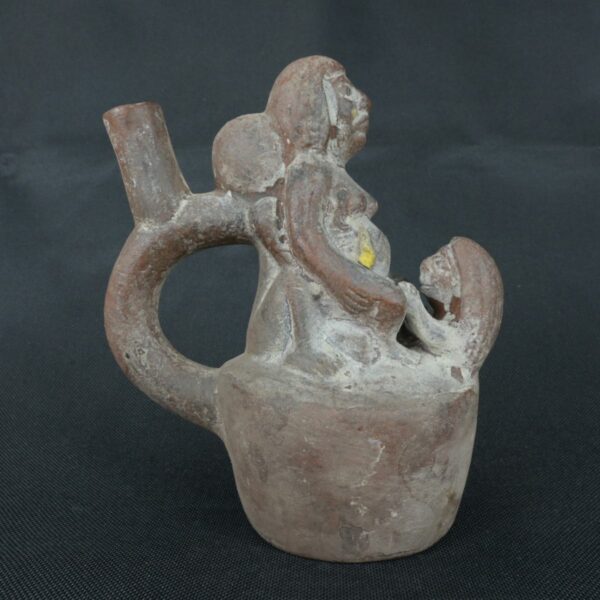 Pre Columbian Moche Pottery Vessel Ancient Ceremonial Artifact - Imagen 6