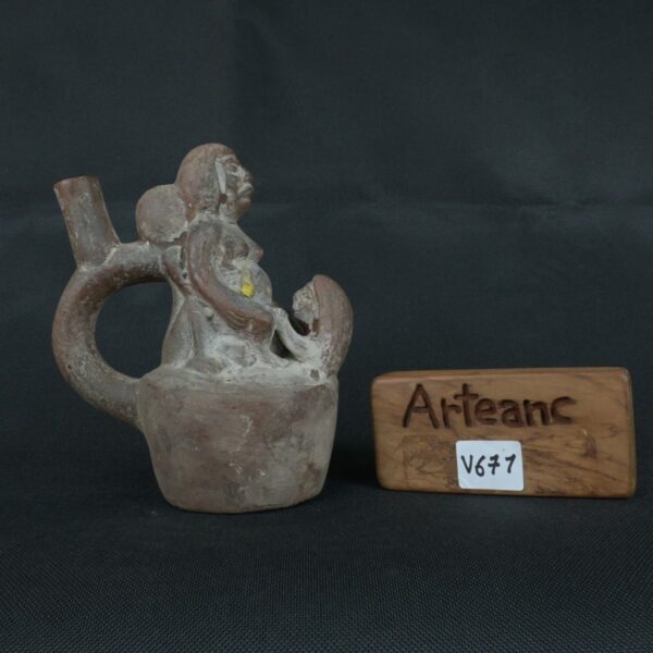 Pre Columbian Moche Pottery Vessel Ancient Ceremonial Artifact - Imagen 16