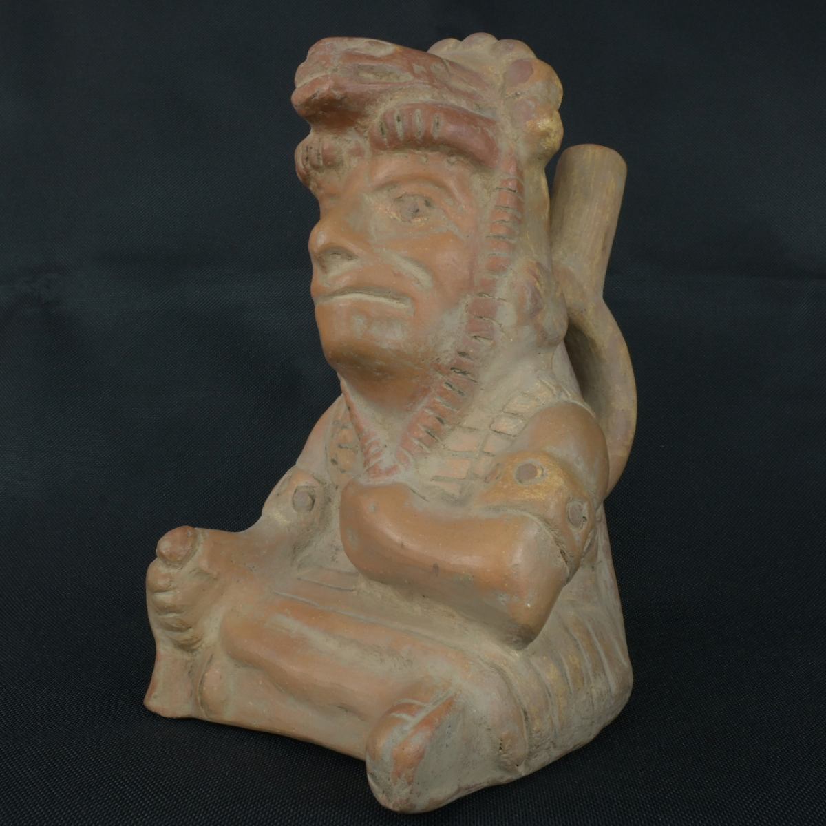 DSC_0955 Pre Columbian Moche Ceramic Warrior Bottle Ritual Artifact Collectible - Imagen 1