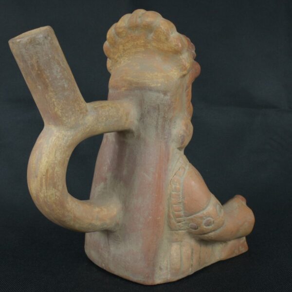 Pre Columbian Moche Ceramic Warrior Bottle Ritual Artifact Collectible - Imagen 5