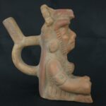 Pre Columbian Moche Ceramic Warrior Bottle Ritual Artifact Collectible - Imagen 6