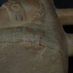 Pre Columbian Moche Ceramic Warrior Bottle Ritual Artifact Collectible - Imagen 11