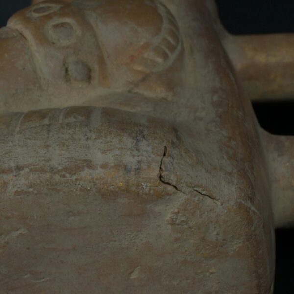 Pre Columbian Moche Ceramic Warrior Bottle Ritual Artifact Collectible - Imagen 11