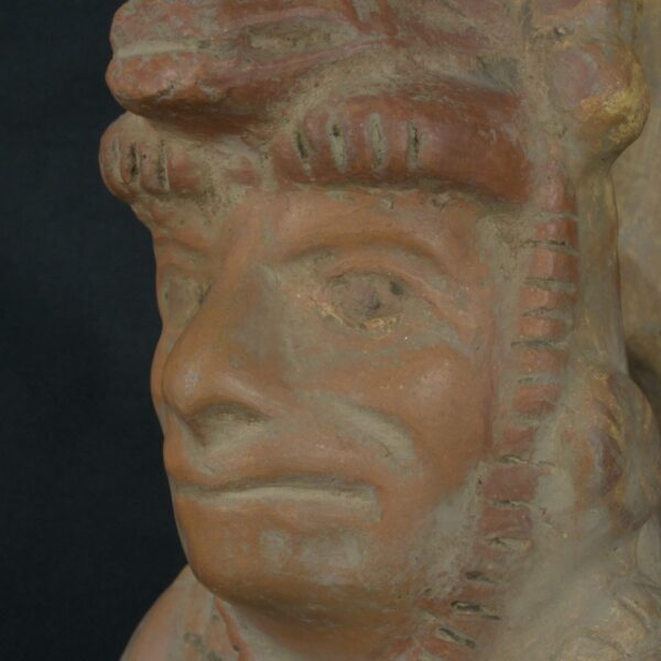 Pre Columbian Moche Ceramic Warrior Bottle Ritual Artifact Collectible - Imagen 13