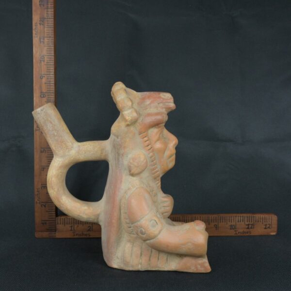 Pre Columbian Moche Ceramic Warrior Bottle Ritual Artifact Collectible - Imagen 19