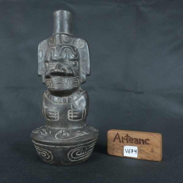Pre Columbian Moche Ceramic Vessel Ritual Artifact Peru Collectible - Imagen 18
