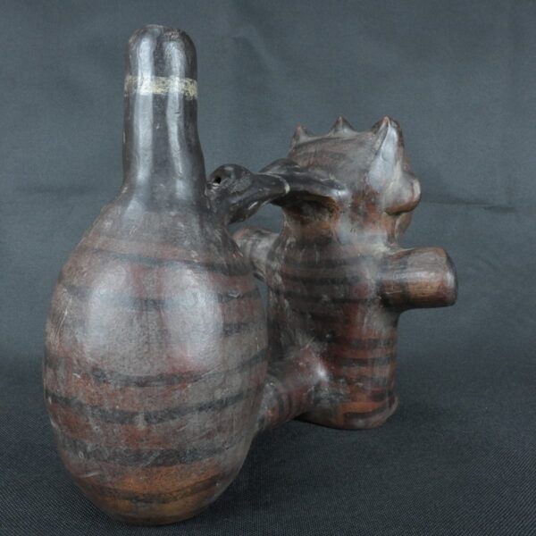 Pre Columbian Vicus Ceramic Double Chamber Whistling Ritual Artifact - Imagen 5