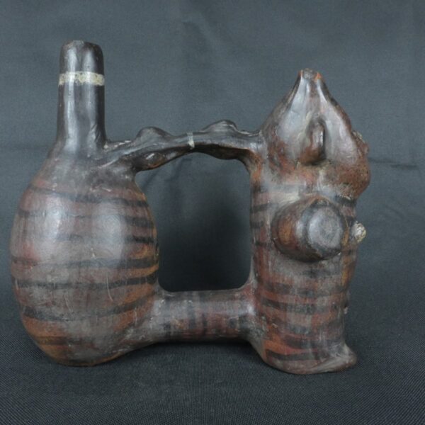 Pre Columbian Vicus Ceramic Double Chamber Whistling Ritual Artifact - Imagen 6