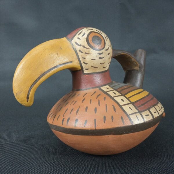 Pre Columbian Nazca Pottery Bird Vessel Ceremonial Artifact - Imagen 8