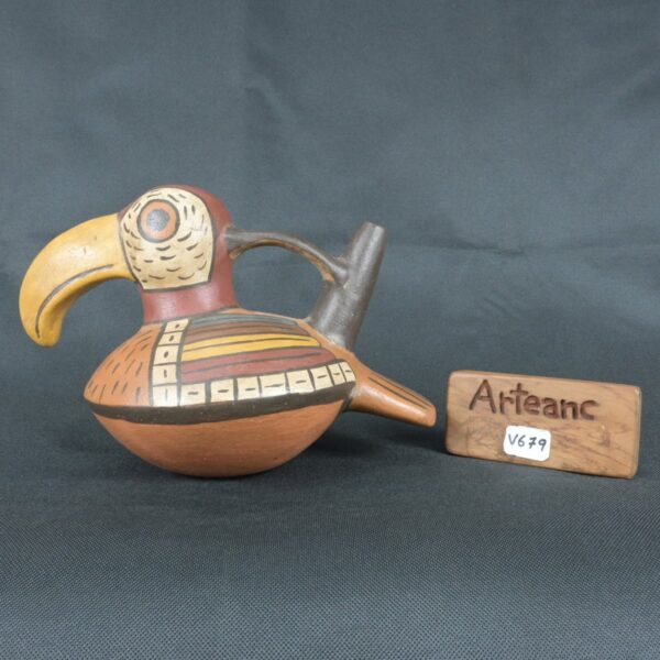 Pre Columbian Nazca Pottery Bird Vessel Ceremonial Artifact - Imagen 12