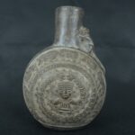 Pre Columbian Moche Black Ceramic Vessel Ritual Artifact Peru