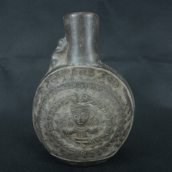 Pre Columbian Moche Black Ceramic Vessel Ritual Artifact Peru - Imagen 5