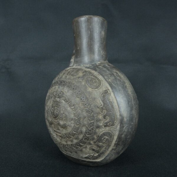 Pre Columbian Moche Black Ceramic Vessel Ritual Artifact Peru - Imagen 6