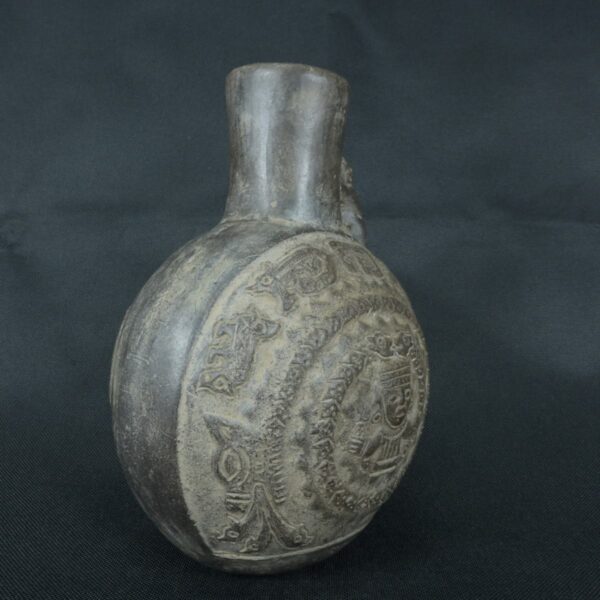 Pre Columbian Moche Black Ceramic Vessel Ritual Artifact Peru - Imagen 8