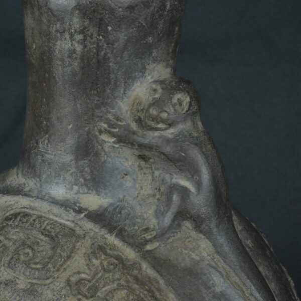 Pre Columbian Moche Black Ceramic Vessel Ritual Artifact Peru - Imagen 13