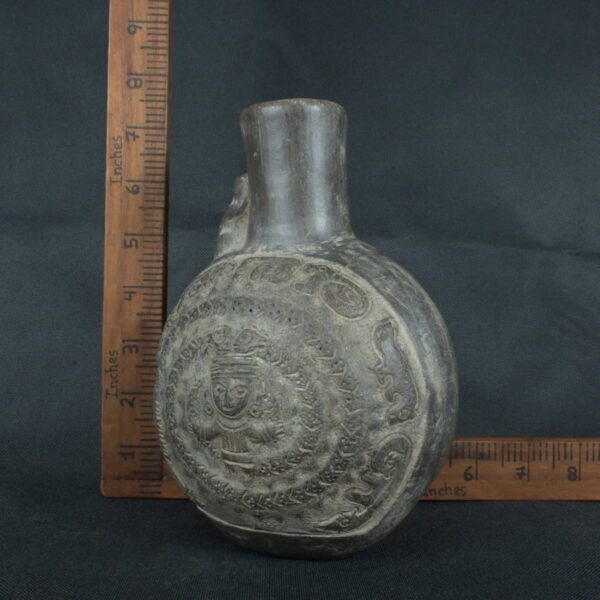 Pre Columbian Moche Black Ceramic Vessel Ritual Artifact Peru - Imagen 15