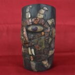 Pre Columbian Moche Wooden Vessel with Shell and Bone Inlays Ritual - Imagen 2