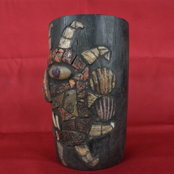 Pre Columbian Moche Wooden Vessel with Shell and Bone Inlays Ritual - Imagen 3