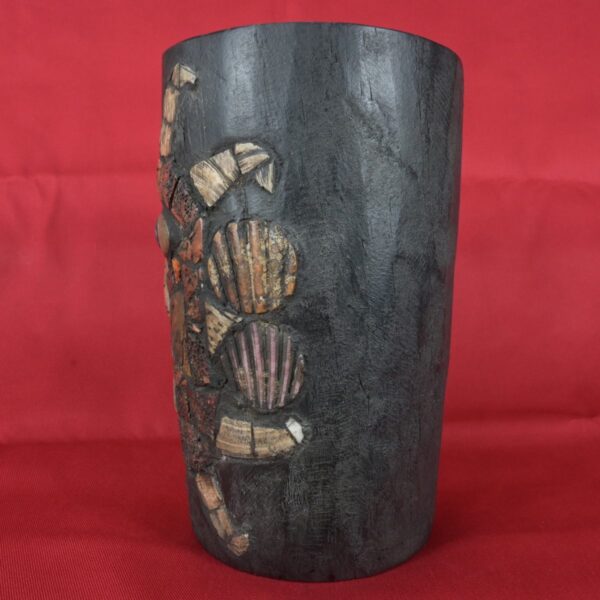 Pre Columbian Moche Wooden Vessel with Shell and Bone Inlays Ritual - Imagen 4