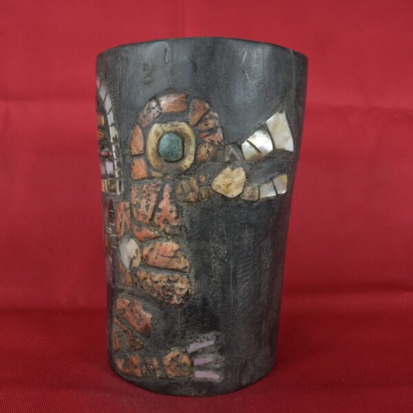 Pre Columbian Moche Wooden Vessel Ritual Artifact with Inlays - Imagen 3